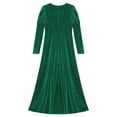 thumbnail image 6 of TiaoBug Kids Girls Renaissance Queen Velvet Vintage Maxi Dress Halloween Medieval Princess Fancy Dress Up Green 8, 6 of 7