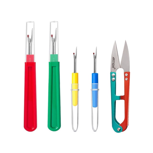 Costura de tijeras de secador de metal Rippers con tapa de mango de plástico Cubiertas para eliminar para eliminar hemas Herramientas artesanales 5 piezas seitruly HA012424-00