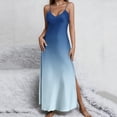 thumbnail image 2 of Puntoco Women's Maxi Satin Silky Dress Long Slip dress Cowl Neck Nightgowns Elegant Tie Low Back gradient summer Dress Multicolor-A S(S), 2 of 8