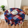 thumbnail image 2 of 4th of July Tablecloth Round 60 Inch Red Blue Buffalo Plaid Checked Decorative Table Cloth Wrinkle Stain-Resistant Polyester Holiday Patriotic Memorial Independence Day Table Cover For Party Dinner, 2 of 6