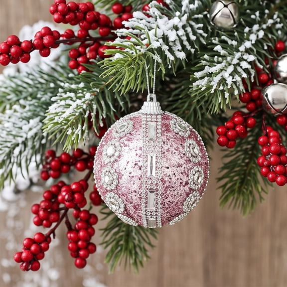 Christmas Foam Ball Ornaments, Shatterproof Glittered Hanging Pendants, for Holiday Party, Xmas Tree Decor