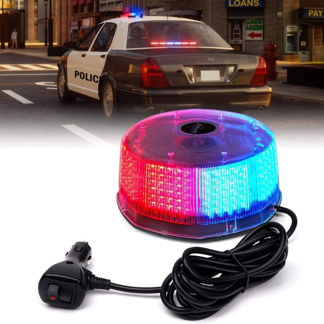 Rojo Azul 240 LED Advertencia Luz estroboscópica Baliza giratoria Giratoria Intermitente Policía Seguridad Precaución Luces con soporte magnético, para 12V Camión de vehículos de emergencia LingWen 9024736125531