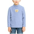 thumbnail image 2 of BRGZLK Boys Cute BearTops Polar Fleece Semi High Neck Top Kids Long Sleeve Pullover Shirt for Kids Casual Comfort Tops Blue 9-10 Years, 2 of 5
