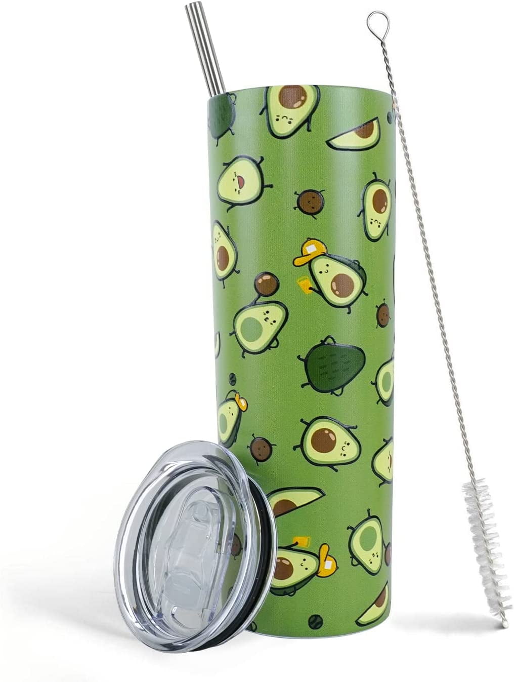 Avocado Tumbler with Lid and Straw, 20 Oz Stainless Cup Steel Insulated  Water Bottle Travel Coffee Mug, Gifts for Avocado Lover