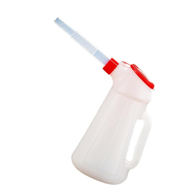 koolsoo Oil Measuring Container Oil Pot Container with Lid Measuring Sturdy Oil Pot Leakproof with Long Spout Oil Jug for Motorcycle 1.2L