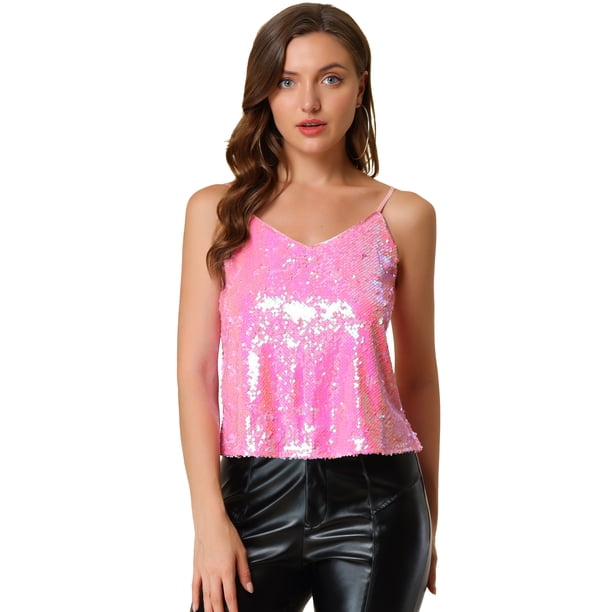 Camisola Brillante Con Lentejuelas Del Día De San Patricio Para Mujer Club Party Sparkle Cami Top Rosa M