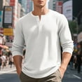 thumbnail image 6 of KHONTS Men's Henley Long Sleeve Shirts Waffle Button up T-Shirt Lightweight Thermal Undershirts White XL, 6 of 9
