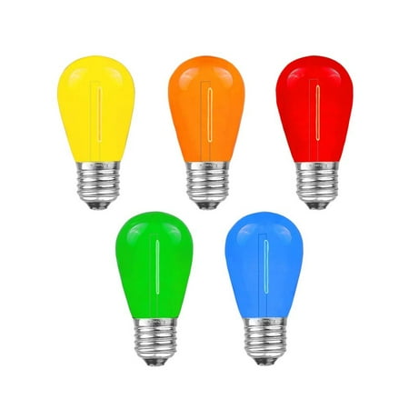 

Novelty Lights 25 Pack Filament LED S14 Outdoor Patio Edison Replacement Bulbs Multi E26 Medium Base Shatterproof Plastic