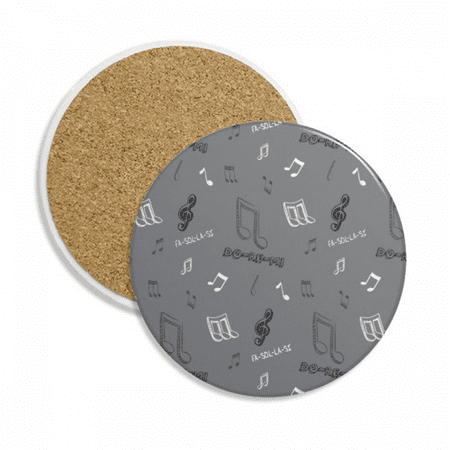 

White Music Solfege Notes Coaster Cup Mug Round Holder Absorbent Stone 2pcs