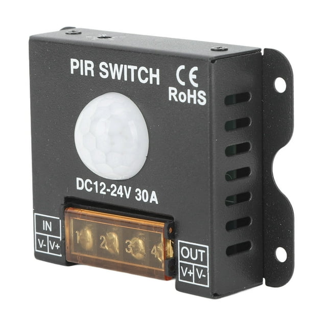 Interruptor PIR, Compensación De Temperatura De Retardo LED Detección Infrarroja DC12-24V 30A PIR Controlador De Sensor De Movimiento Para Exteriores