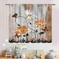 thumbnail image 3 of Oragne White Daisy Curtains, Farmhouse Flower Retro Woodedn Floral Spring Butterfly Rural Country Style Seasonal Window Drapery for Living Room Bedroom Kitchen Bathroom 2 Panels, 84"x63" Inch, 3 of 5