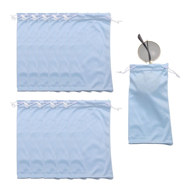 12 Piezas Fundas de Microfibra para Gafas 7" x 3.5" Funda para Gafas de Sol Portátil con Cordón para Teléfono Móvil (Azul)