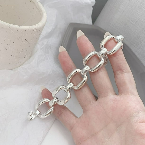 Silver Chain Bracelet Geometric Girls Bangle Anniversary Wedding