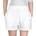 thumbnail image 1 of Girls Summer Linen Shorts Kids Casual Drawstring Elastic Waist Beach Short Pants With Pockets, 1 of 6