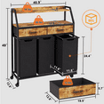 thumbnail image 4 of Laundry Sorter 3 Section, Laundry Hamper, Rolling Laundry Basket with 2 Drawers, 2 Shelves, 3 × 14.5 Gal, Laundry Room, Rustic Brown, 4 of 8