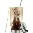 thumbnail image 2 of Regalos para esposa de parte de su esposo, ideas de regalos para el cumpleaños de la esposa, San Valentín, aniversario, regalos románticos "Te amo" para ella, para mi esposa, vaso de acero inoxidable, 2 of 5