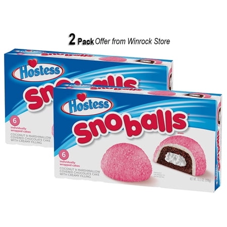 HOSTESS SNOBALLS, Coconut-Covered Chocolate Cake, Creamy Filling 6 ct / 10.5 oz. (2 Pack) Offer from Winrock Store
