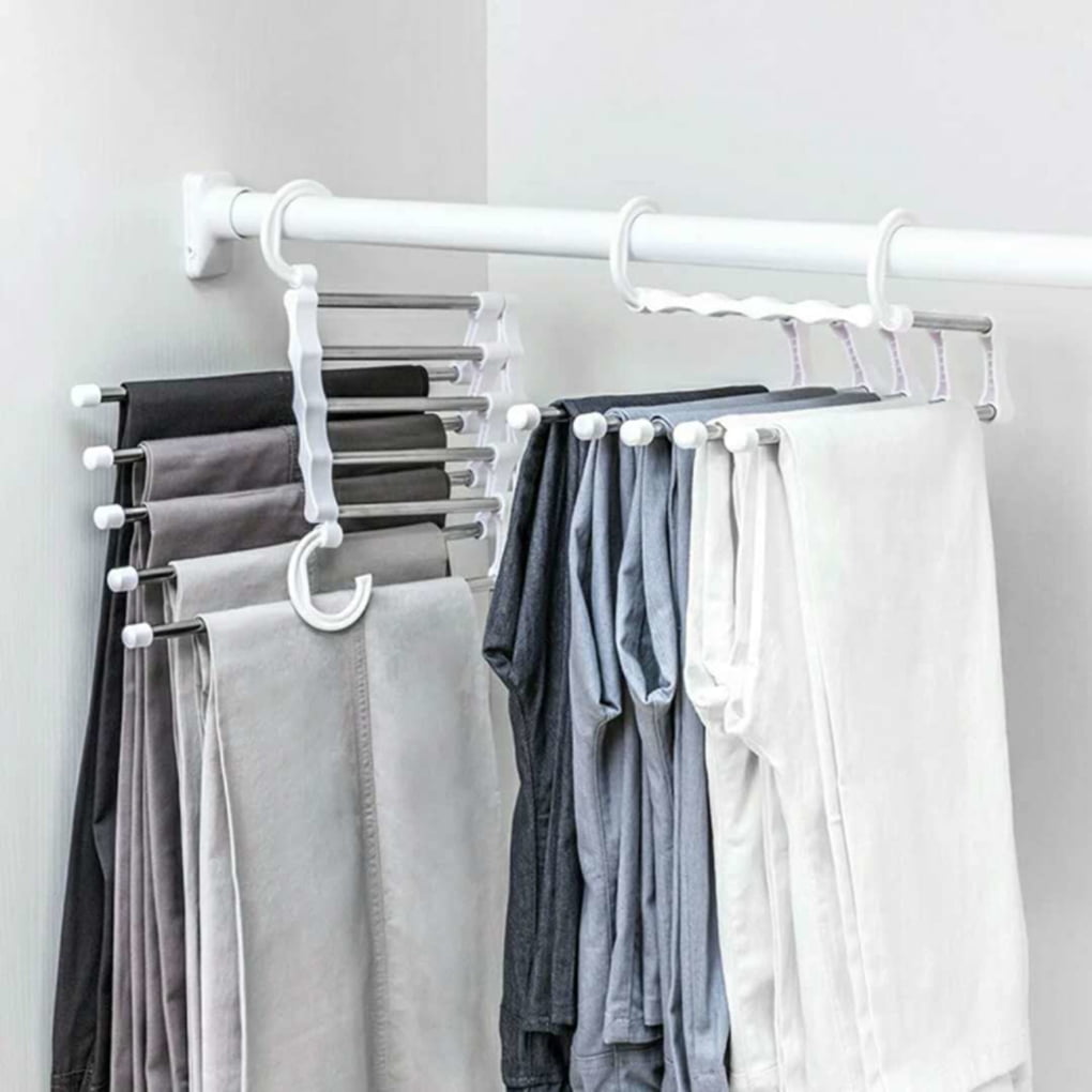 YUNAI Stainless Steel Pants Hangers Jeans Clothes Organizer Folding Storage Rack Space Saver Storage Rack for Hanging 