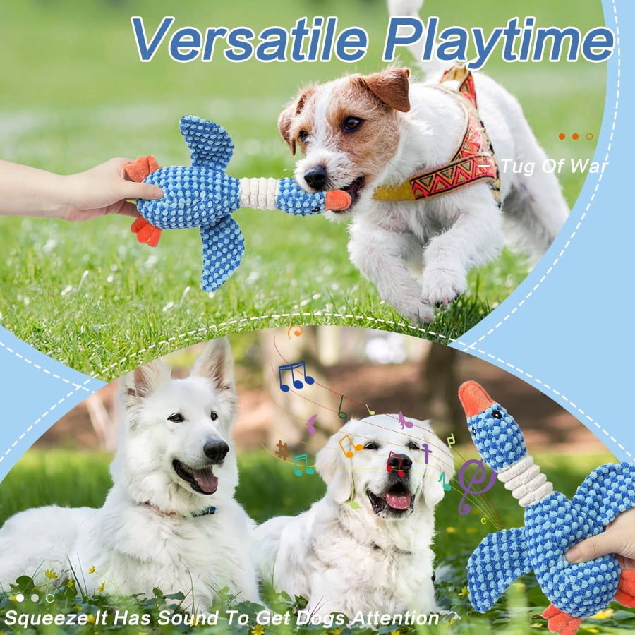 Plush dog toys, upgraded goose bite interactive pet toys, squeaking dog toys, plush dog toys, puppy bite toys,
