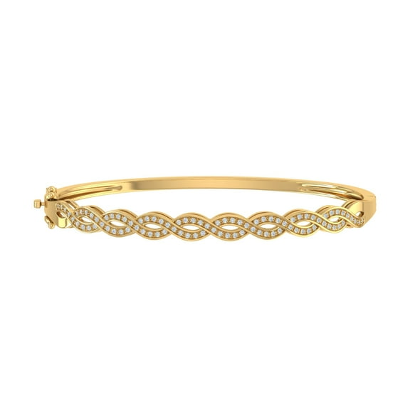 1/2 Carat Twisted Diamond Bangle Bracelet in 10K Yellow Gold