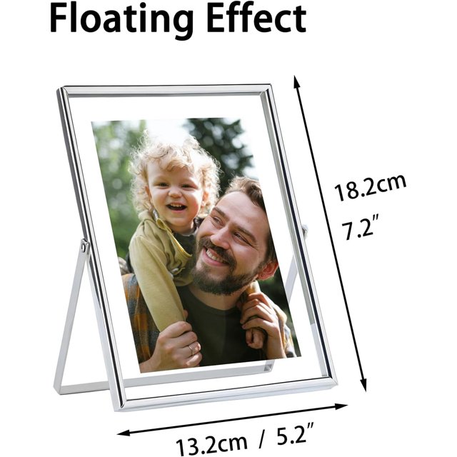 xianlin-7 Inch Tabletop Metal & Glass Photo Frame - Exclusively for Desktop Display, Fits 5x7" Photos (≤12.7x17.8cm), Perfect for Family, Couples, Pets & Multi-Generational Memories (Silver)