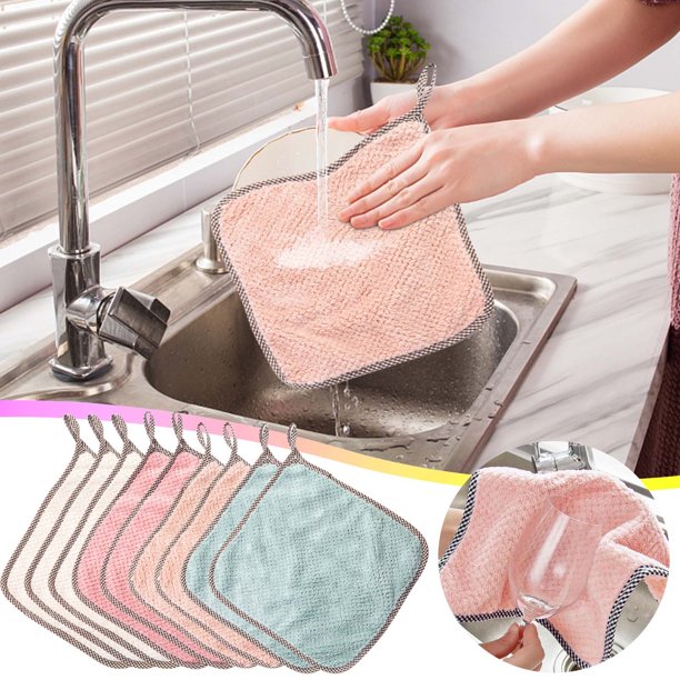 Fiudx Toalla para Lavar Platos, Suavidad de Algodón Puro, Lavable a Máquina, Tela Sin Pelusa, Absorbe Aceite y Agua, Limpieza Multiusos, Cocina y Hogar, Paquete de 10