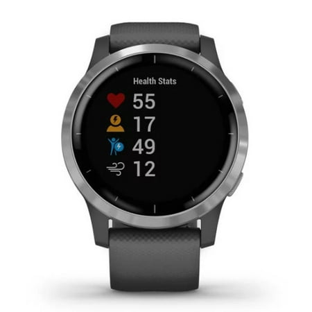 Garmin vívoactive® 4 Silver Stainless Steel Bezel with Shadow Gray Case and Silicone Band