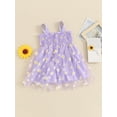 thumbnail image 4 of Suealasg Kids Toddler Girls Summer A-line Dress Sleeveless Flowers  Print Cami Dress 1T 2T 3T 4T Little Girls Beach Party Casual Tulle  Dress, 4 of 9