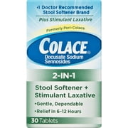Colace 2-In-1 Stool Softener & Stimulant Laxative Tablets, Constipation Relief, 30 Ct