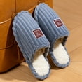 thumbnail image 2 of Corduroy House Slippers for Women Lightweight Soft Sole Fleece Lined Indoor Slippers Non Slip Bedroom Shoes, 2 of 4