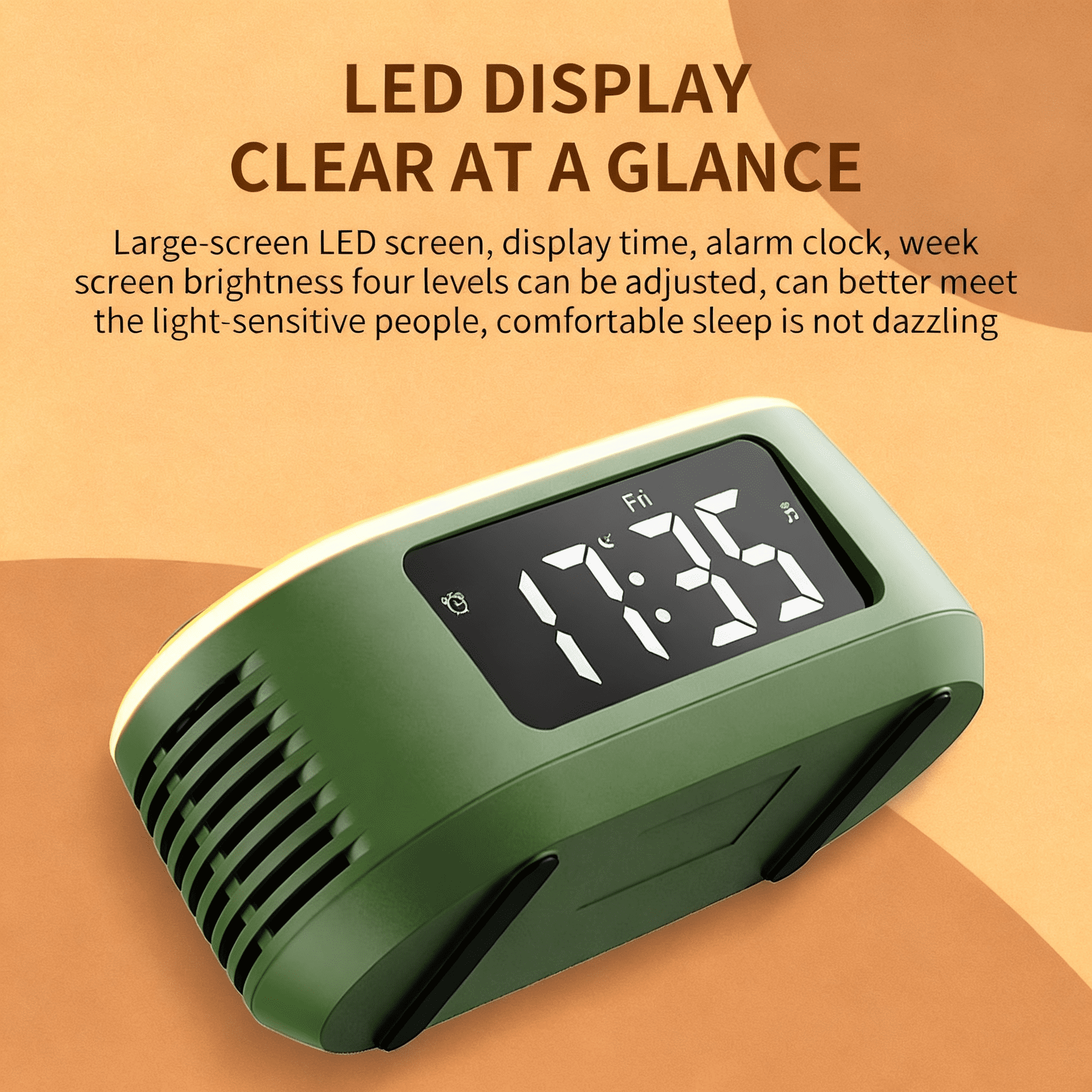 T13 White Noise Machine Bluetooth Speaker, Digital Alarm Clock Sleep Timer with LED Display RGB Night Light, Soothing Natural Sleeping Sound Machine for Baby, Kids, Adults, Bedrooms (Green)