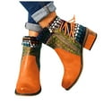 thumbnail image 4 of OKBOP Womens Chunky Heel Ankle Boots-Waterproof Boots for Women Round Toe Booties Chelsea Christmas Vintage Winter Boots for Women Clearance Orange, 4 of 6