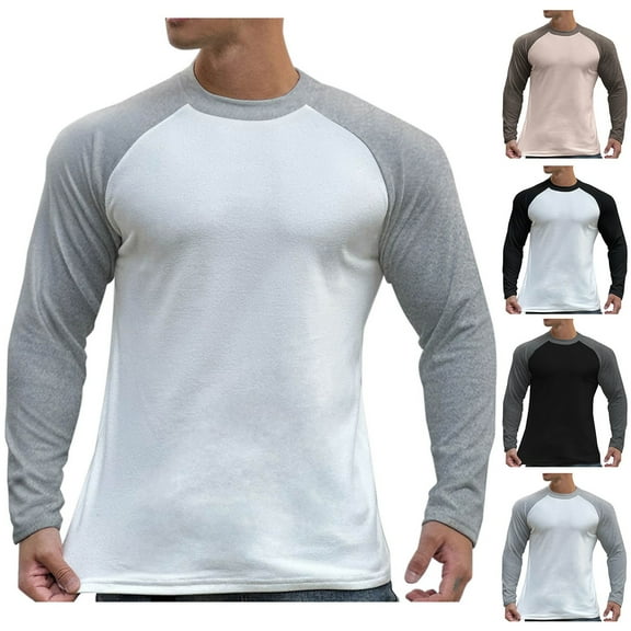 Qingpeng Men Full Length Sleeve Cotton Tee Shirt Casual Comfort Shirt
