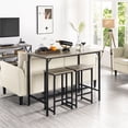 thumbnail image 2 of Easyfashion Dining/Bar/Kitchen Table Set with 2 Backless Stools, 35.4 in Height, Gray, 2 of 9