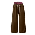 thumbnail image 5 of SYwaren Fleece Jogger Pants for Women Colorblock High Waist Baggy Casual Drawstring Elastic Double Waistband Lounge Sweatpants with Pockets, 5 of 9