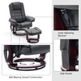 thumbnail image 5 of Mcombo Massage Recliner with Ottoman Chair, Lumbar Pillow, Swivel Wood Base, Faux Leather 9096 (Dark Grey), 5 of 9