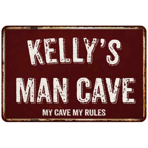 KELLY'S Man Cave Red Grunge Sign Metal 8x12 Decor 208120003190