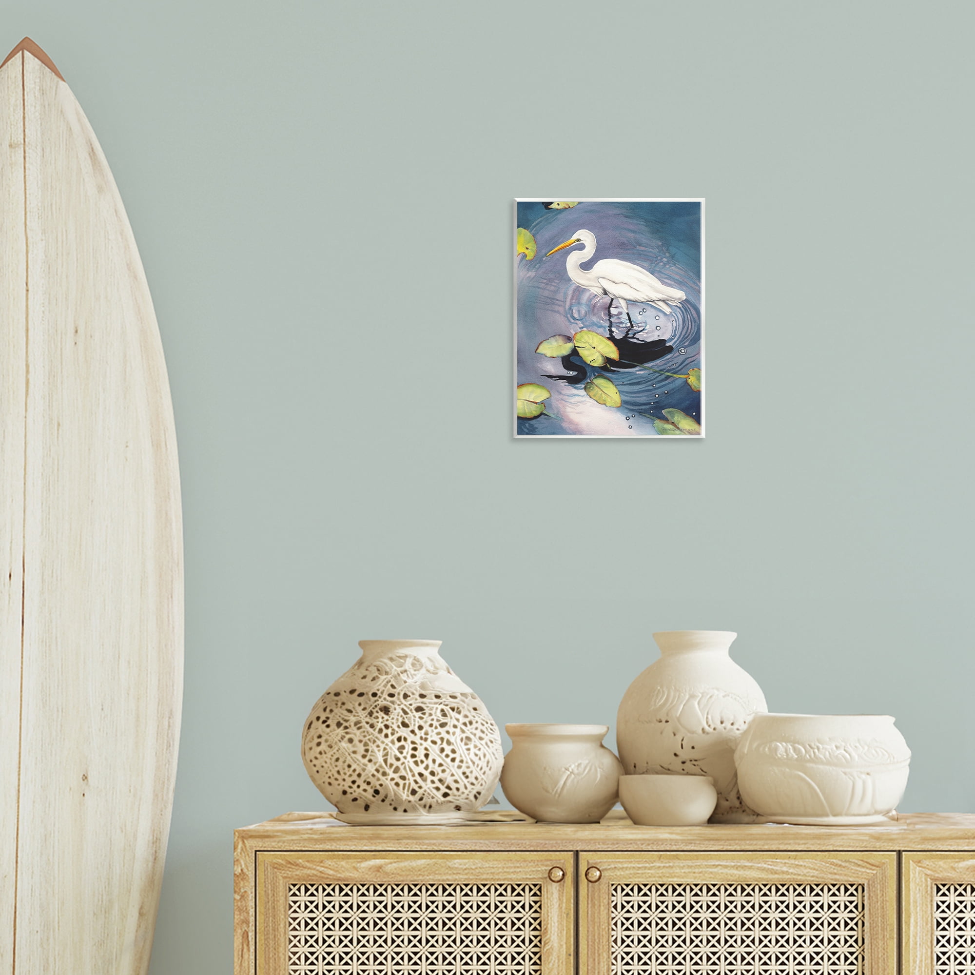 Stupell Industries Heron with Pond Ripples Animals & Insects Painting Unframed Art Print Wall Art, 11 x 14