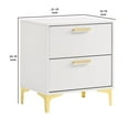 thumbnail image 5 of Lif 25 Inch Modern 2 Drawer Nightstand Gold Metal Accents Pure White, 5 of 6