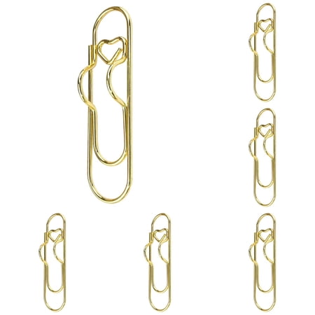 6 PC 2.8 Inch Pen Holder Clips Heart Paperclip Pen Holder for Notebooks & Journals – Premium Metal Pen Clips for Notebook Planner & Clipboard Use – Reusable Writing Tool Gold