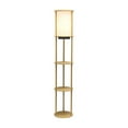 thumbnail image 2 of HomeStock 62.5" Modern Round Shelf Etagere Floor Lamp with Linen Shade, 2 USB Charging Ports, and 1 Outlet, Tan Finish, Ideal for Living Room, Bedroom, or Office, 2 of 10