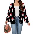 thumbnail image 1 of Suéteres Navideños Tipo Cárdigan para Mujer, Suaves, de Larga y Punto Navideño. Negro S, 1 of 10