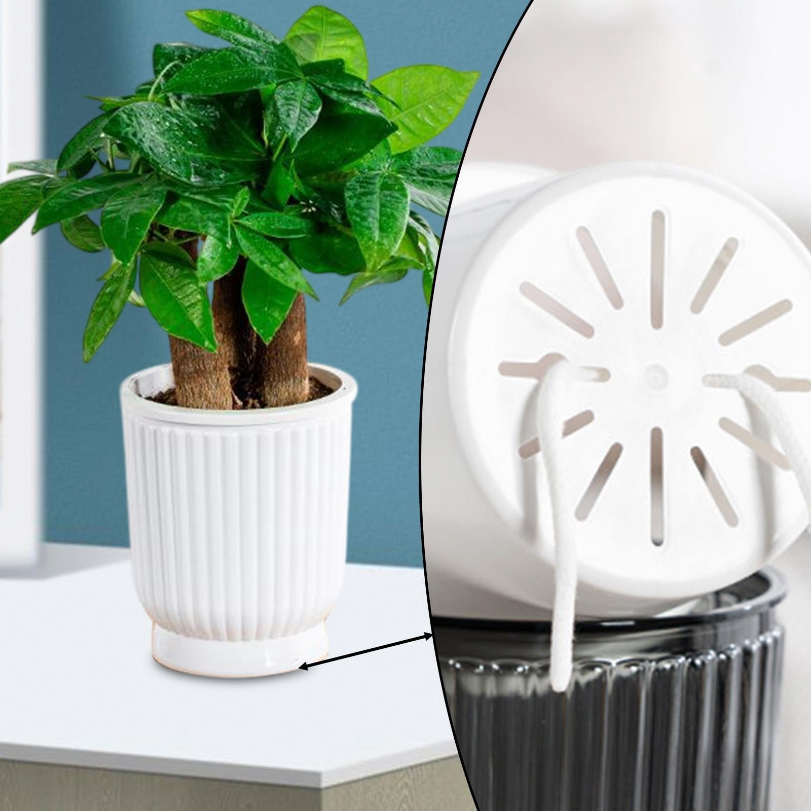 figatia 5 Pieces Self Watering Plant Pots Flower Pots Modern Home Decor Gardening Planters Indoor Outdoor Plants for Restaurant Patio White 12x14.5cm