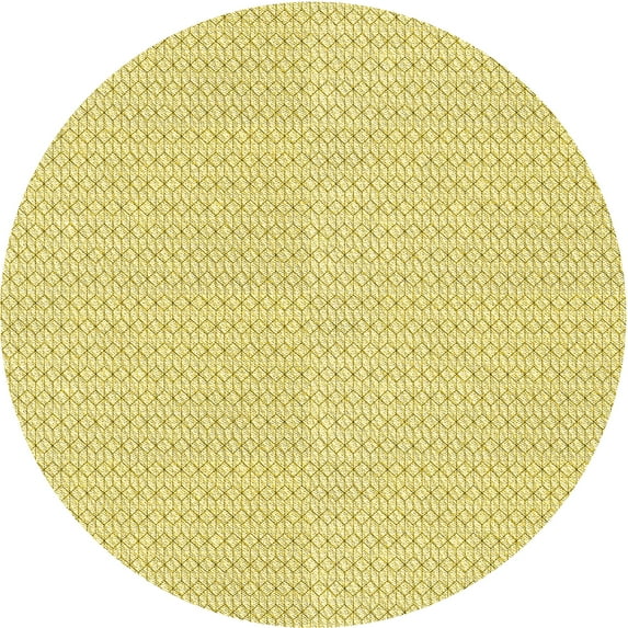 Ahgly Company Machine Washable Indoor Round Transitional Sun Yellow Area Rugs, 5' Round