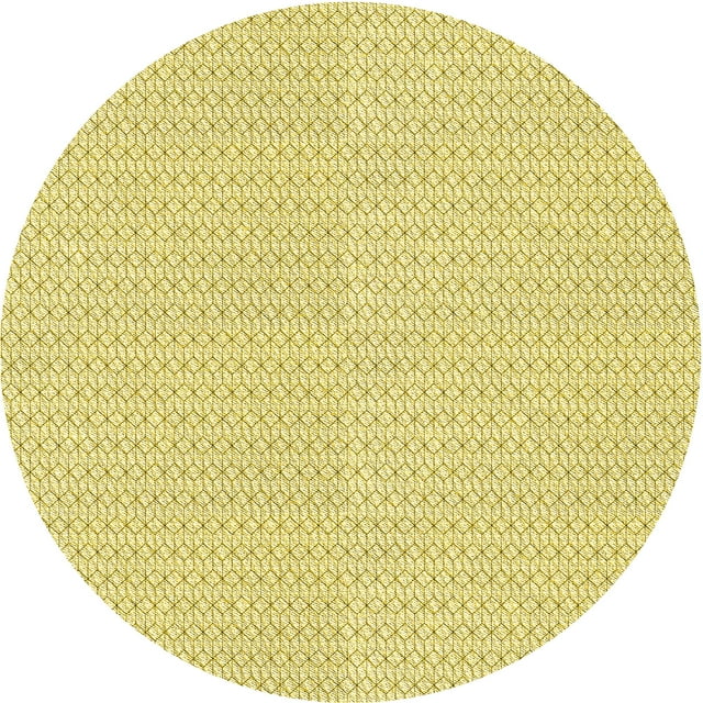 Ahgly Company Tapis Rond Lavable en Machine Intérieur Transitionnel Jaune Soleil, 6 Pieds Rond