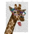 thumbnail image 2 of Fab Funky 26x32 White Modern Wood Framed Museum Art Print Titled - Giraffe and Flower Glasses 2, 2 of 4