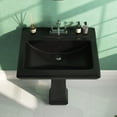 thumbnail image 3 of Apex 26.38 in. W x 19.69 in. D Black Vitreous China Rectangular Pedestal Combo Bathroom Sink with 3 Faucet Holes, 3 of 4