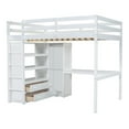 thumbnail image 5 of Full Size Loft Bed with Wardrobe & Desk, Wooden Loft Bed with Built-in Storage Shelves, 2 Drawers, Full Guardrail, Space Saving Bedroom Furniture,White, 5 of 9