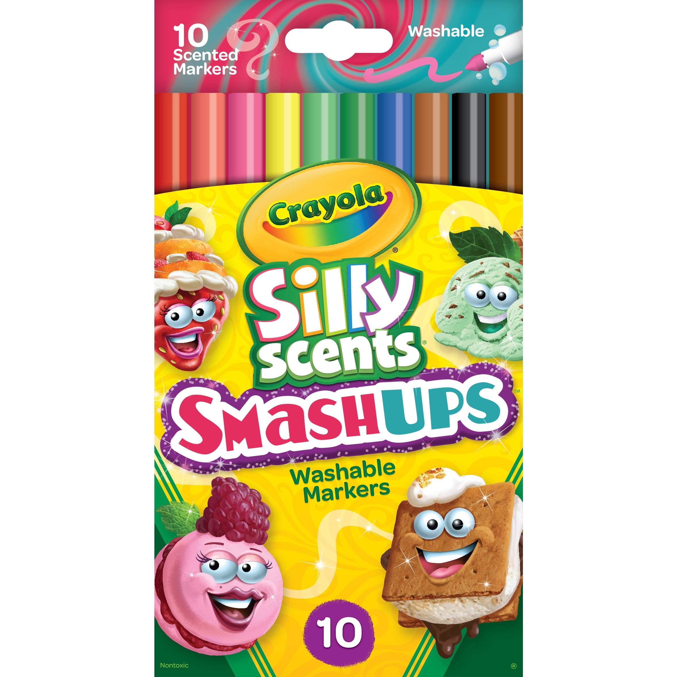 Crayola Silly Scents Fine Line Markers, Smash Ups Scented Markers, School Supplies, 10 Count