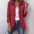 thumbnail image 2 of Cmtiyu Jackets for Women Long Sleeve Laple Double Button Open Front Ruffled Jacket Casual Loose Fall Outerwear Jacket Tops S-3XL, 2 of 9